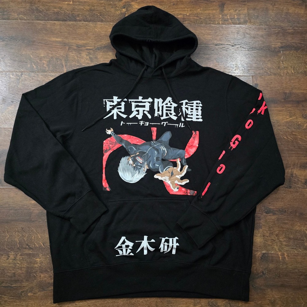 Tokyo Ghoul Ken Kaneki Black Graphic Hoodie Crunchyroll Anime Mens XL